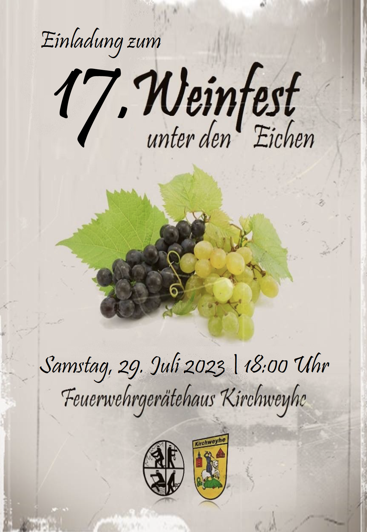 Einladung Weinfest Förderverein FF Kirchweyhe 2023